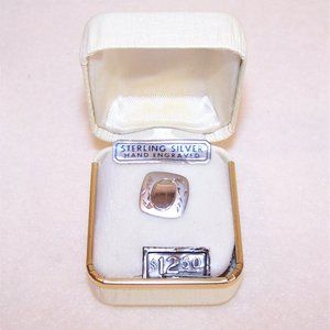 1950s Sterling Silver Tie Tack Tie Pin in Original Box - Original Price Tag